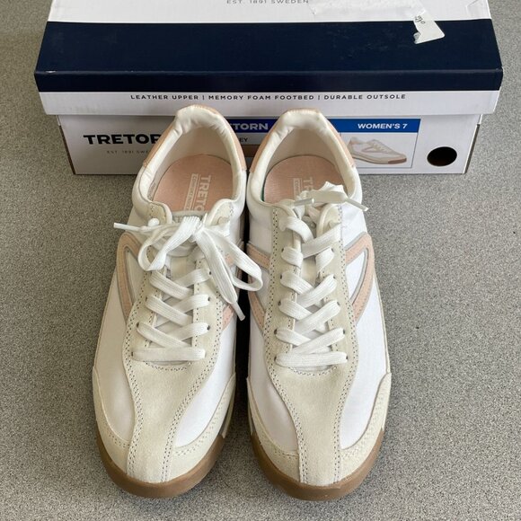 NEW Tretorn Women's Size 7 "Hailey" Sneakers Leather Upper & Memory Beige - Picture 2 of 7